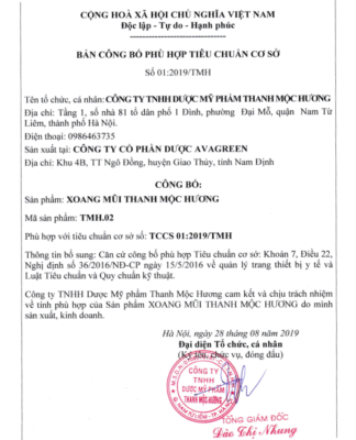 Công bố Xoang Mũi Thanh Mộc Hương